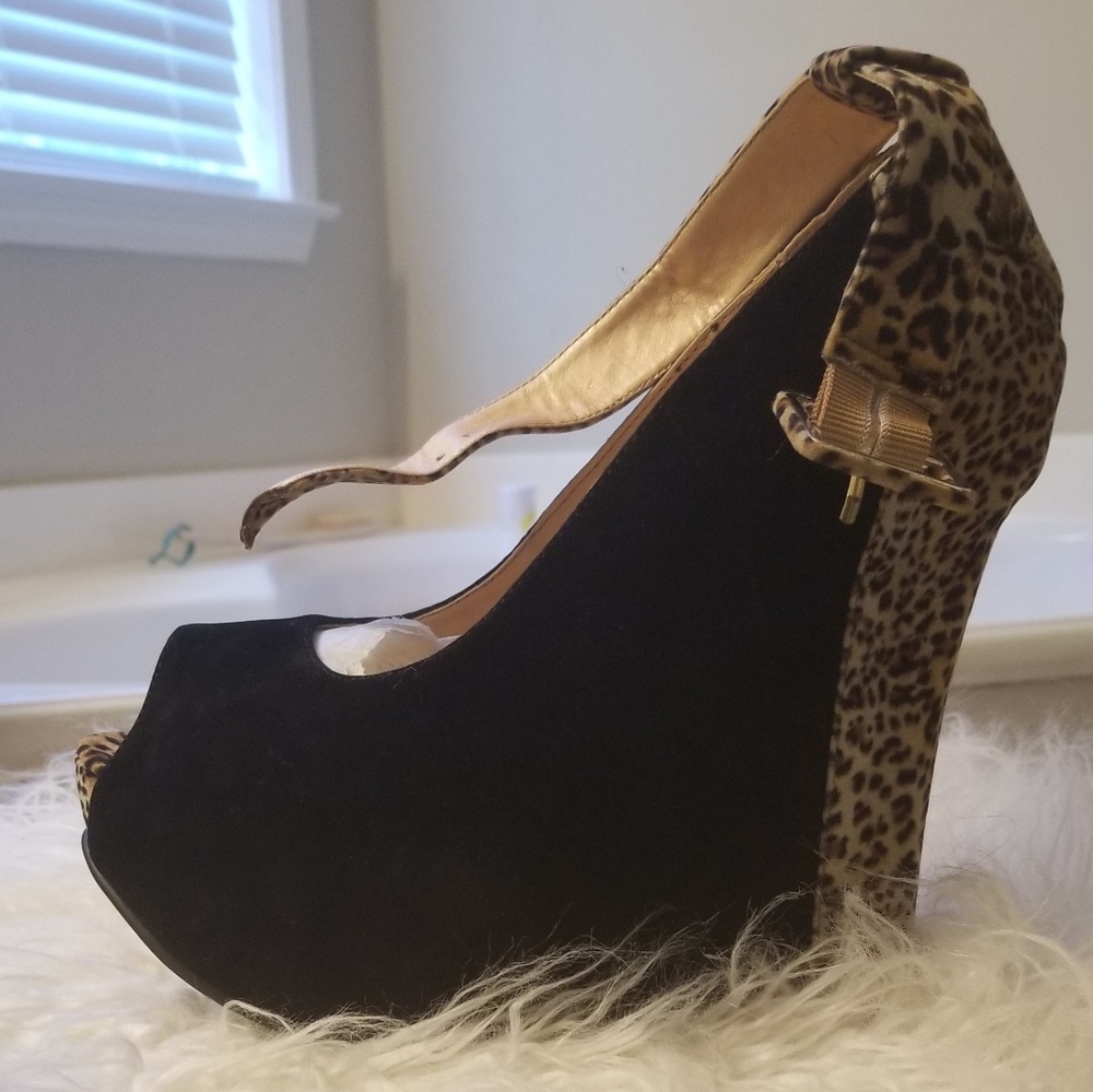 Luichiny cheetah wedges